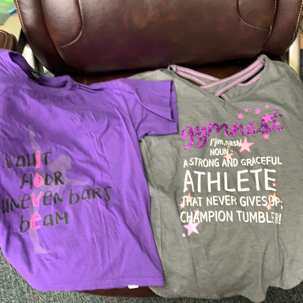 ☀️4/$15☀️Lot of 2 gymnastics t-shirts.  Great deal for 2!